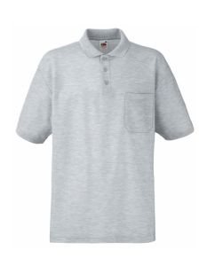 Polo with breast pocket-heather grey -S