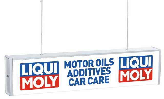 Letrero luminoso para mostrador* "Aditivos y lubricantes alemanes" (102 x 25 x 12 cm)
