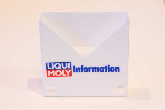 Brochure box with two adhesive pads