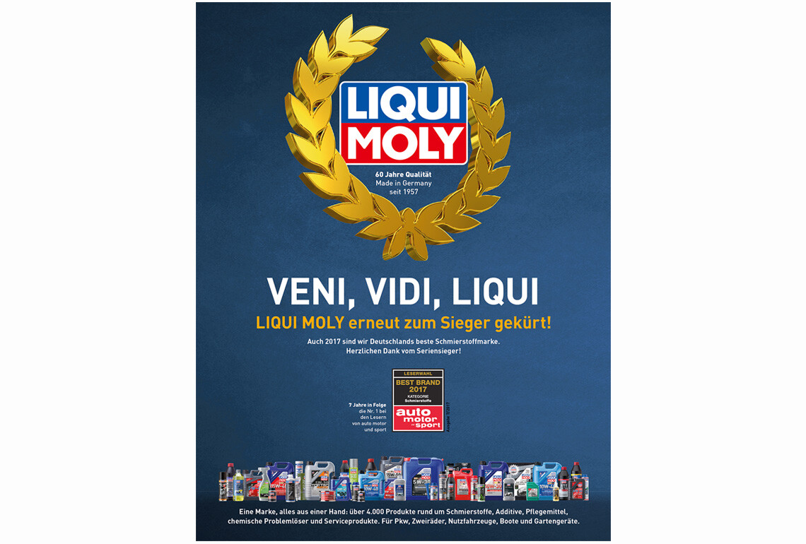 LIQUI MOLY ist beste Schmierstoffmarke  bei der auto motor sport Leserwahl 2017