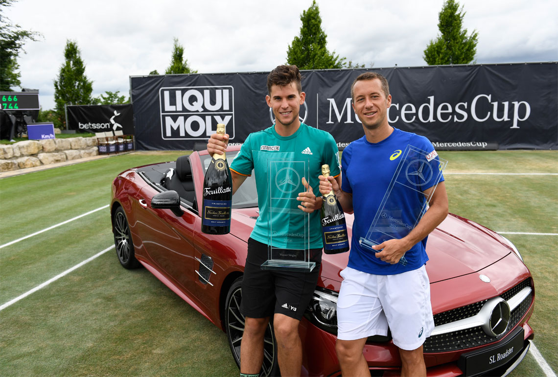 Dominic Thiem (left) defeated Philipp Kohlschreiber in the final of the MercedesCup 2016.