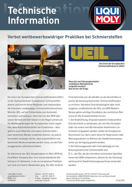 Technische Information Union der Europäischen Schmierstoffindustrie