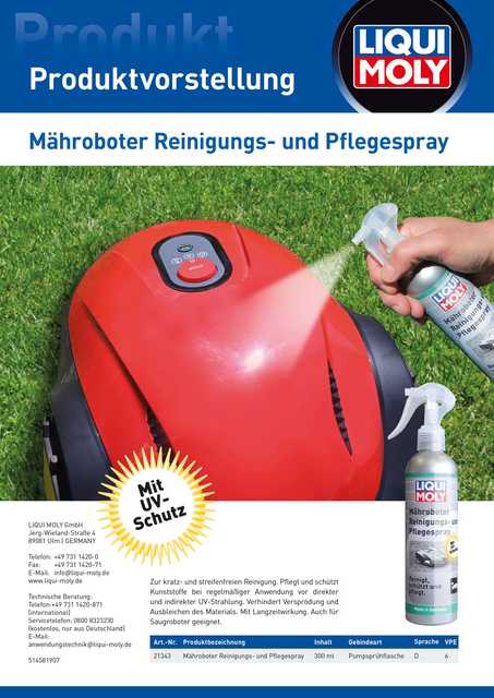 Produktvorstellung Mähroboter Reinigungs- und Pflegespray