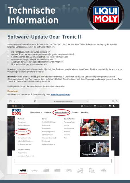 Technische Information Software Update Gear Tronic II