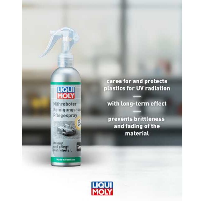 Robotic lawnmower cleaning and care spray