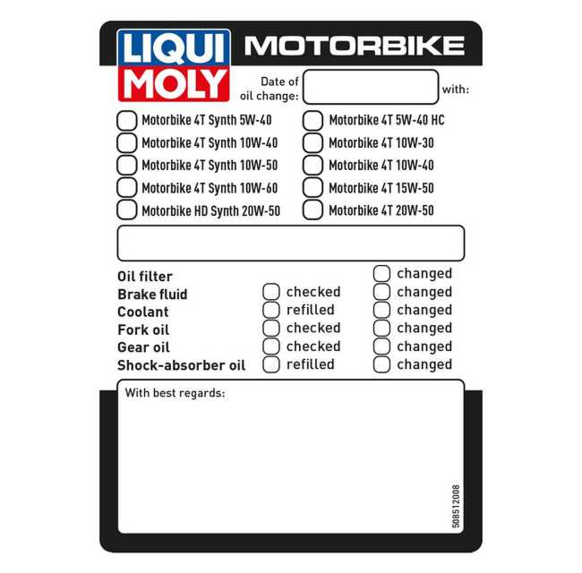 Sticker Oil Change Motorbike