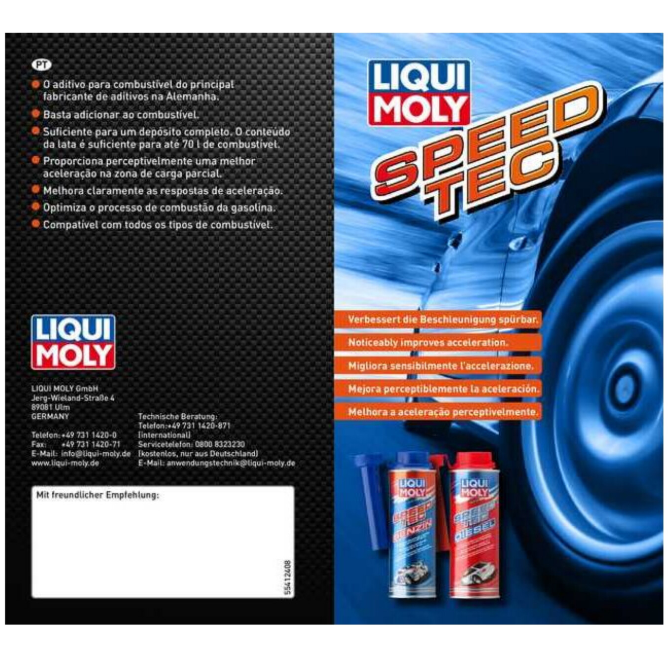 Prospecto Speed Tec gasolina/diesel